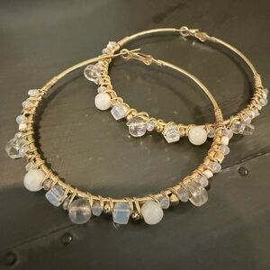 A New Day Gold Hoop Earrings with White Beads